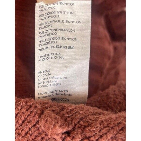 Anthropologie Pilcro Diana Cropped Cable Knit Cardigan Sweater Large Copper - Picture 12 of 12